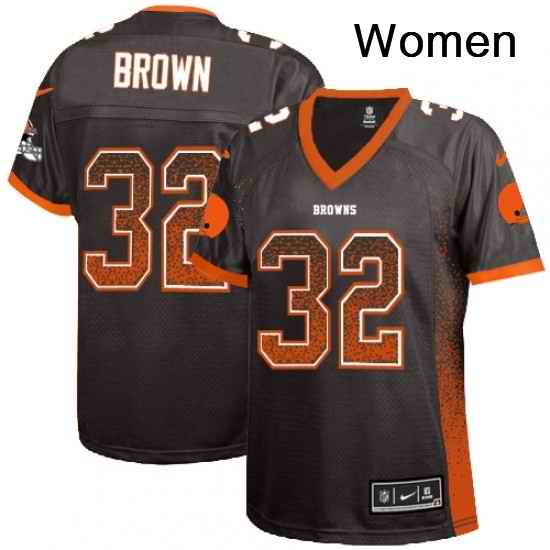 Womens Nike Cleveland Browns 32 Jim Brown Elite Brown Drift Fashion NFL Jersey
